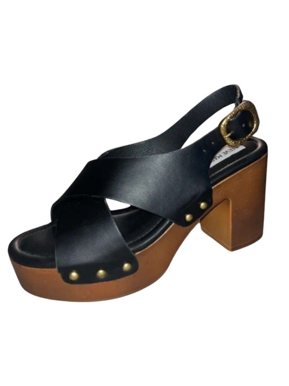 Steve Madden black leather heels new size 9.5